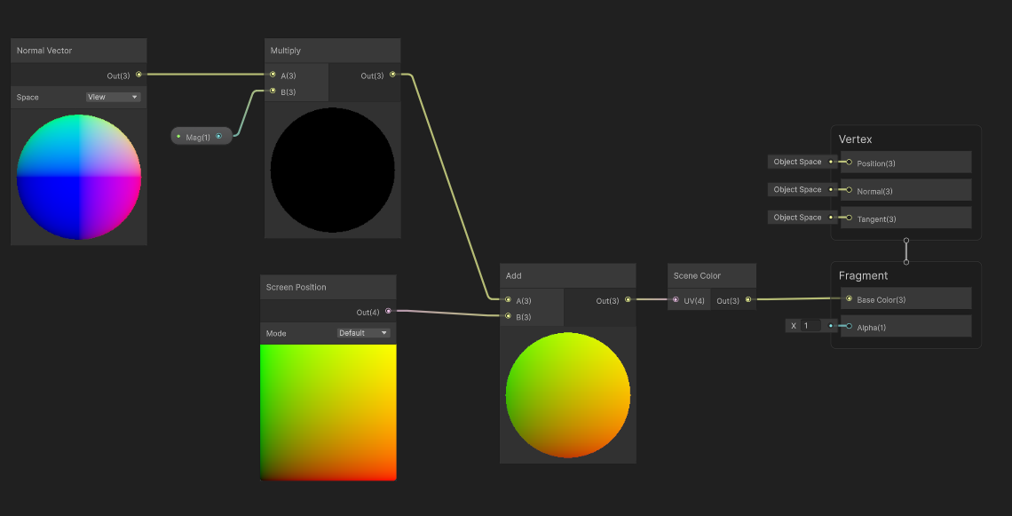 法線を使った屈折の Shader Graph