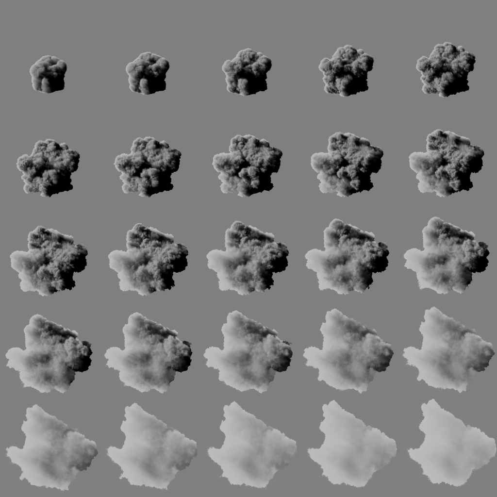 爆発の5×5フリップブックテクスチャー