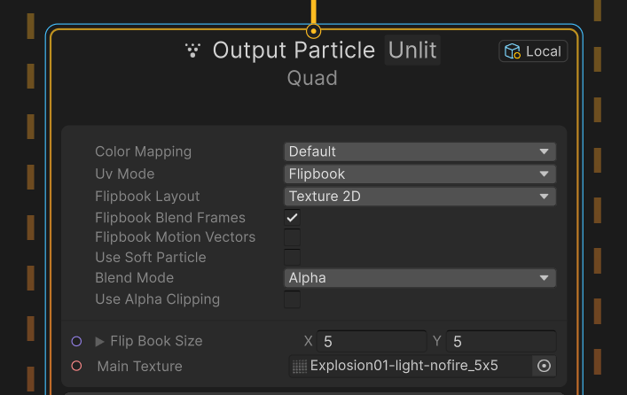 Output Particle QuadのFlipbook設定