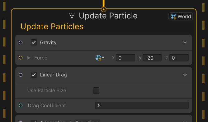 Update ContextでGravityとLinear Dragを設定する例