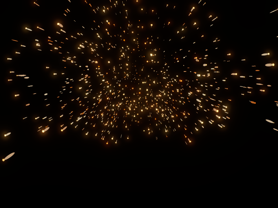 VFX Graphで制作した火花エフェクトの例
