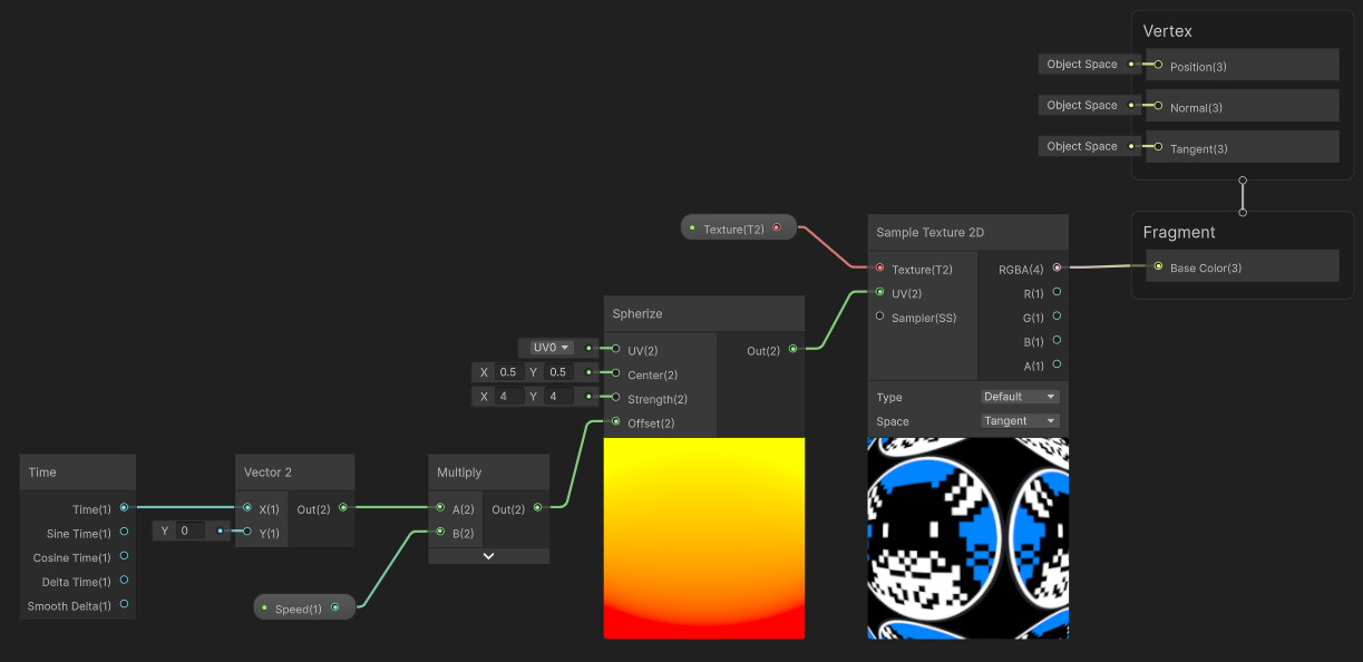 UV スクロールを作る Shader Graph の例
