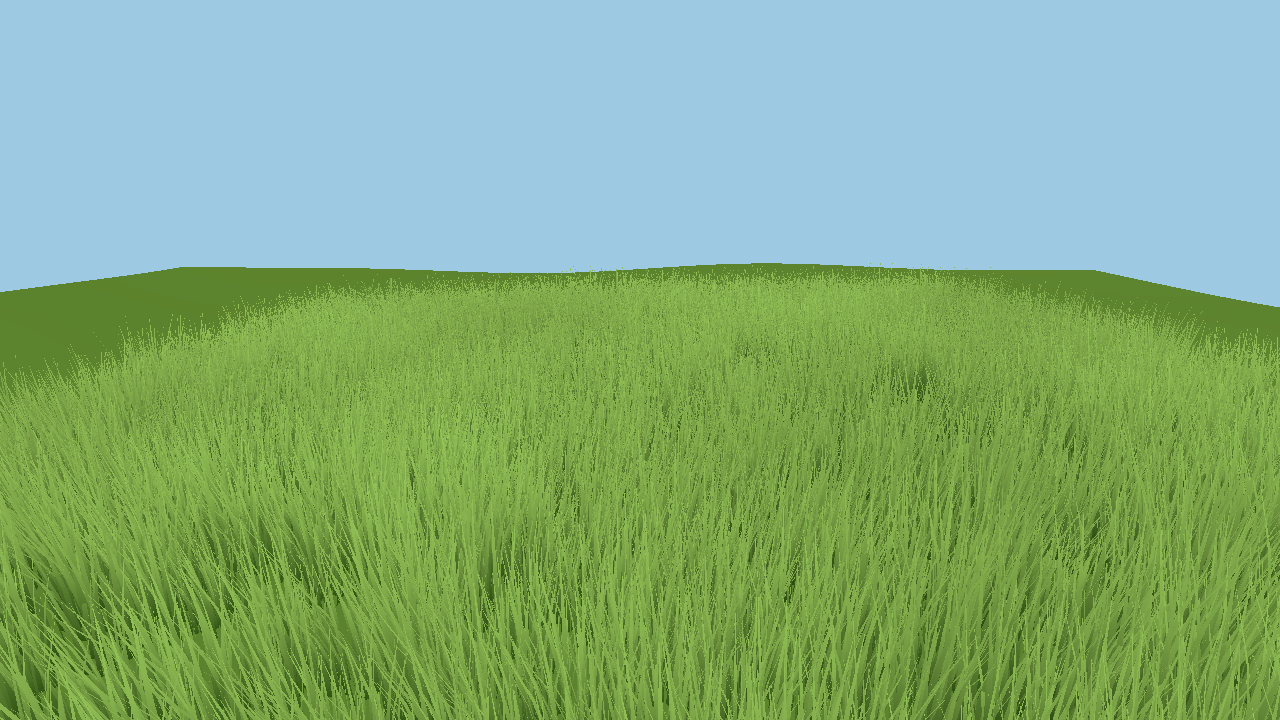 同じ草株を大量に配置し、8×8mの草原を描いたUnityの画面